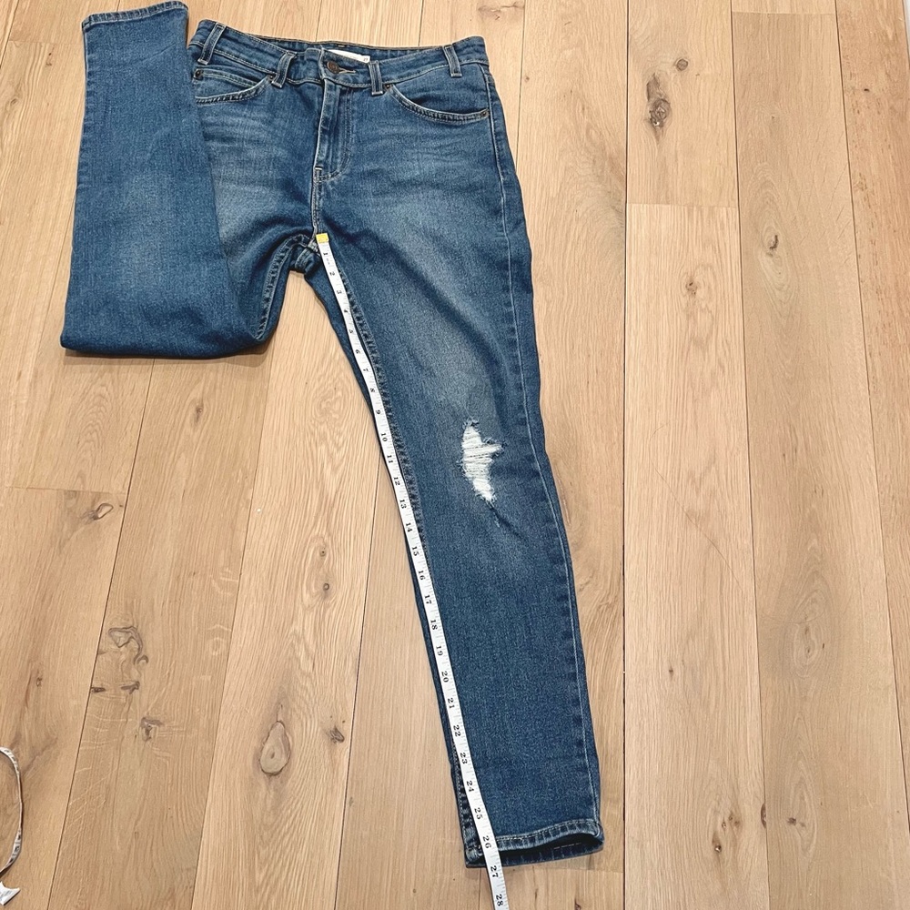 Levi's 721 Vintage High Rise Skinny Ankle Distressed Denim Jeans Blue Size 27 - Picture 15 of 16